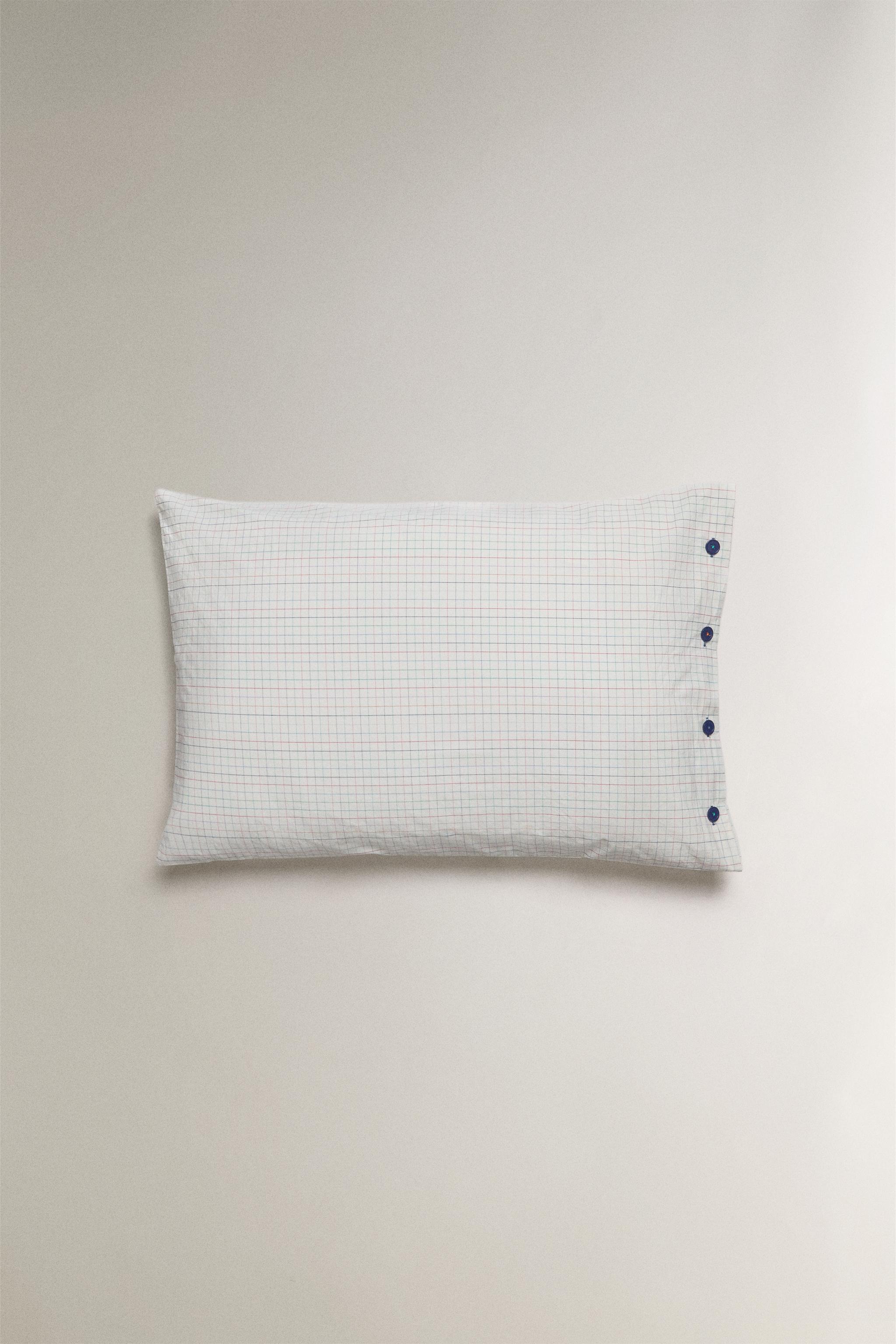 TAIE D’OREILLER ENFANT COTON CARREAUX